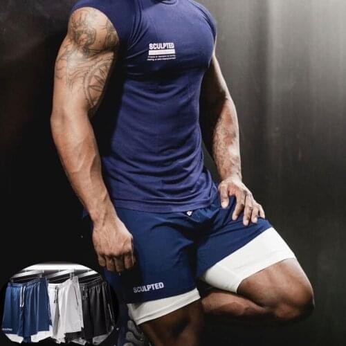 2021 New 2 in 1 Shorts Mens sports camo short men Running shorts jogging fitness shorts Quick-drying gyms shorts men Sweatpants