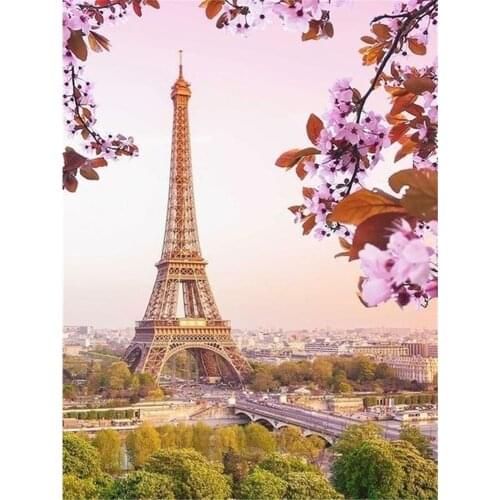 Landscape Paris Tower DIY Embroidery 11CT Cross Stitch Kits Craft Needlework Set Printed Canvas Cotton Thread Dropshipping