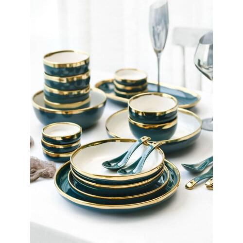 Luxury Tableware Set Phnom Penh Nordic Household Dishes Combination Emerald Ceramic Tableware