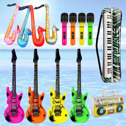 14cps Inflatable Guitar Saxophone Microphone Keyboard Musical Balloons Instruments Toy for Swimming Pool Party Toys Accessories