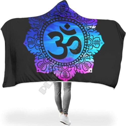 Yoga Lotus Hooded Blanket 3D Printed Wearable Blanket Adults men women kids Boy Girl Blanket