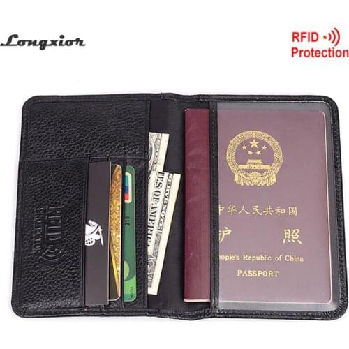 Passport wallet RFID BLOCKING top grain genuine cow Leather leather passport cover+ Identity Theft protection mens wallet MRF6