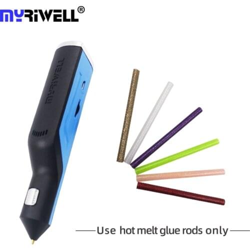 Myriwell Hot Melt Glue Gun 3D Pen Wireless Doodler Magic 3D Printing Pen for Fix USB Charging 6 Color Glue Stick RS-100A