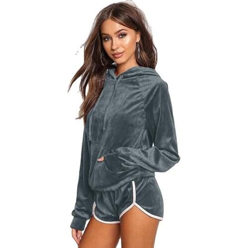 Pajamas Set Women Pijama Sexy Clothing Sets Women New Korean Version Velvet Hooded Long Sleeve Sports Homewear Pijamas De Mujer