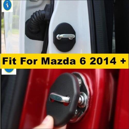 Plastic ! Inner Car Door Lock Protector Cover Buckle Decoration 4 Piece / Set For Mazda 6 Atenza 2014 2015 2016 2017