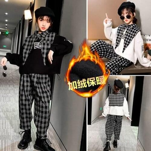 Girls thick casual suit late autumn 2020 new middle and large childrens fashion three-piece suit