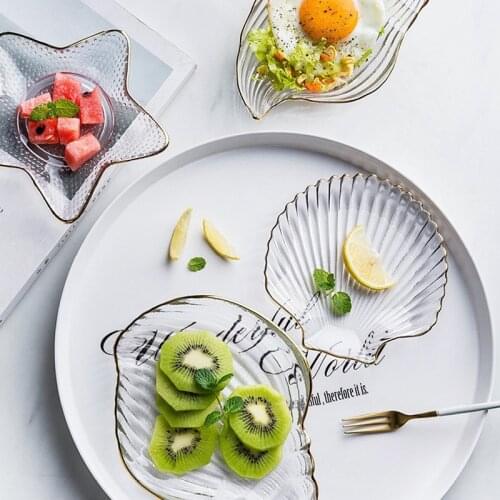 Phnom Penh Transparent Glass Dinnerware Dinner Plates Lunch Plates Dessert Plates Fruit Tableware Wedding Decoration Tableware