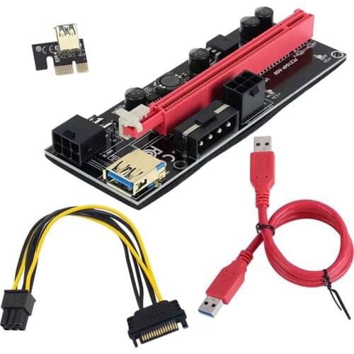 10PCS VER009S PCI-E Riser Card 009S PCI Express 1X 16X 4Pin 6Pin SATA Molex Power USB 3.0 Cable for ETH Bitcoin Miner Mining