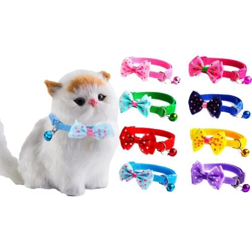 Adjustable Cute Necktie Dog Cat Pet Collar Nylon Bell Kitten Candy Color Bow Tie Bowknot Dog Collars