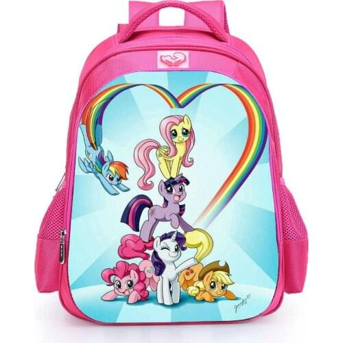 My little pony backpacks unicorn cute cartoon student schoolbag baby girls shoulder book bags Large-capacity
