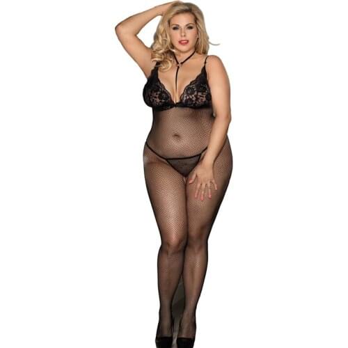 Fishnet Open Crotch Sexy Bodystocking Hanging neck Body stockings Lace Erotic Latex lingerie Body Encaje Mujer Suit HW3249