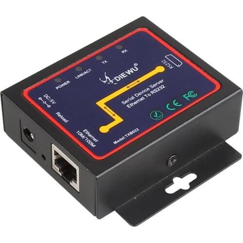 DIEWU Serial device server DB9 RJ45 to RS232 Ethernet To RS232 TCP/IP Server Module communication converter