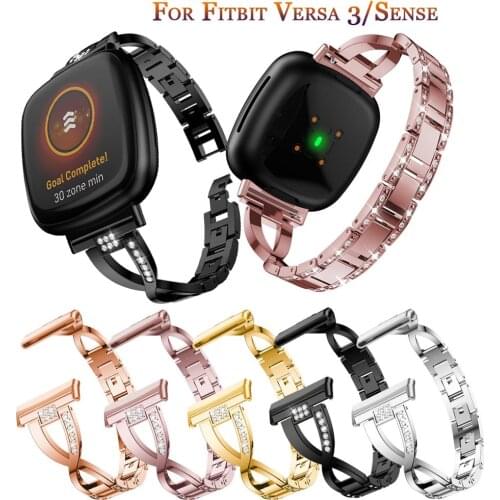 Starp For Fitbit Versa 3/ Sense Diamond For Fitbit Versa3 Classic Mens Watch Womens Bracelet Replacement Wristband Accessories