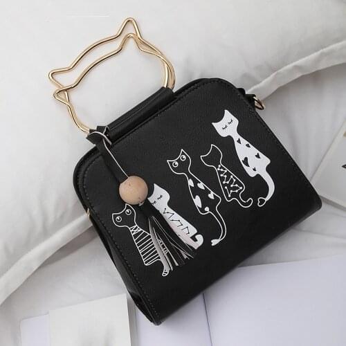 Animal Messenger Bag Women Handbags Cartoon Cat Rabbit Pattern Shoulder Crossbody Bag Female Tassel Small Shopping Phone Tote