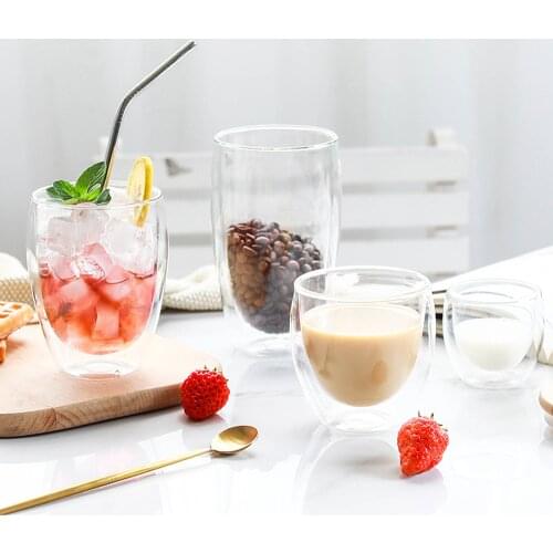 Double borosilicate glass cup insulated coffee cup milk tea juice red wine glass WJ10163