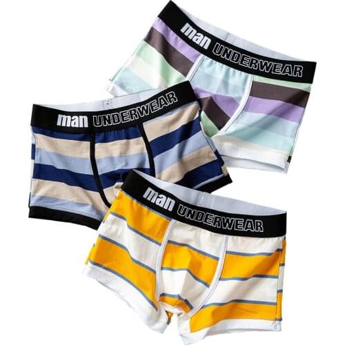 Boxer Men Brand Luxury Cotton Youth Breathable Sports underwear Homme Personality Mens Boxer Briefs Stripes Sexy Man Underpants