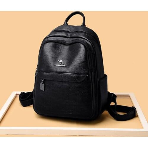 Large Capacity Solid Color Waterproof Leather Backpacks for Women 2021 School Bag Business Travel Bag Womens Backpack Sac A Dos