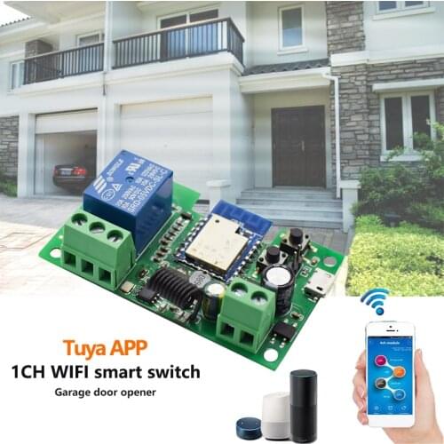 Tuya wifi Switch One Way Module 10A Rele Relay Controller DC/AC 7-32V 12V 24V Smart Life Jog Self-locking Relay Module