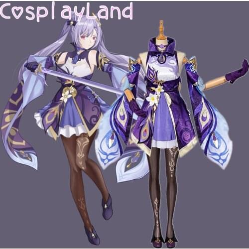 Genshin Impact Cosplay Keqing Costume Carnival Halloween Lolita Outfit Japan Cute Dress Props Performance Outfit Women Dress