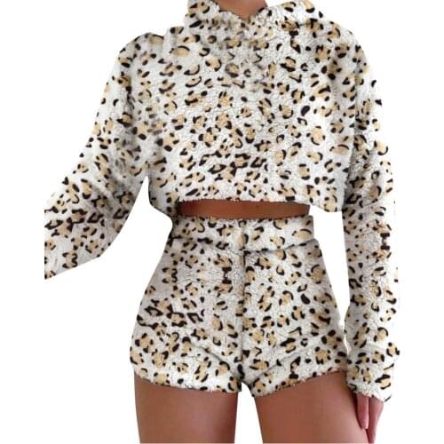 Autumn & Spring Women Plush Two Piece Sets Personality Tie-dye Long Sleeve Hooded Top and Elastic High Waist Shorts 2020 New Hot