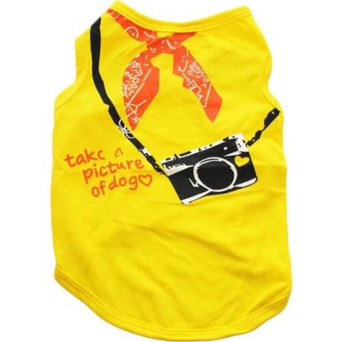 Dog Vest Pure Cotton Soft Comfortable Fashion Camera Pattern Printed Breathable Durable Pet Dog Shirt Spring Summer