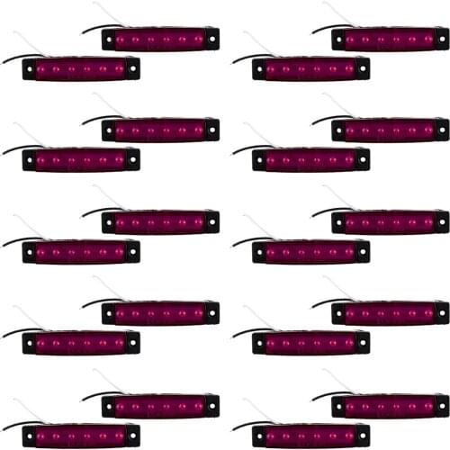 20Pcs Purple 6 LED Boat Truck Trailer Side Marker Indicator Light Rock Lamp DC 12V-24V for Universal Cars Trucks Boats Trailers