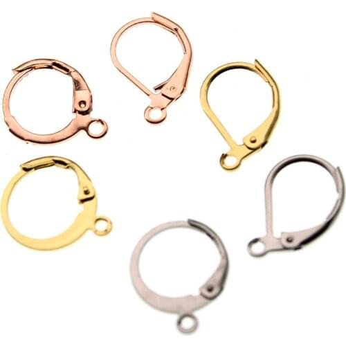 20pcs/lot 316 Stainless Steel Rose Gold Silver Tone French Earring Hooks Wire Settings for DIY Jewelry Making Findings