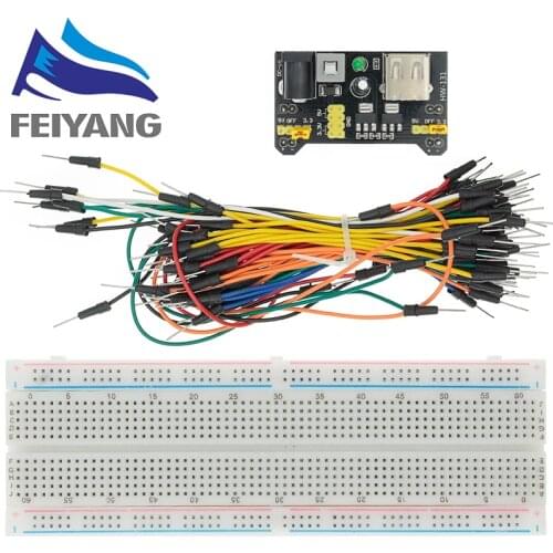 3.3V/5V MB-102 Breadboard Power Module+ 400 830 Points Solderless Prototype Bread board kit +65 Flexible Jumper wire