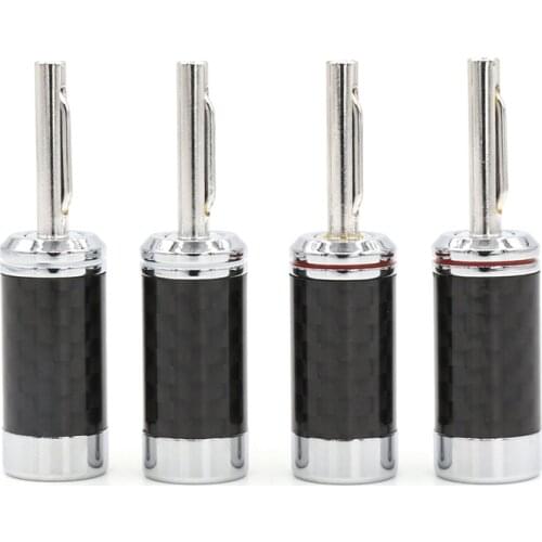 8pcs Carbon fiber Rhodium plated speaker cable plug hifi audio banana plug