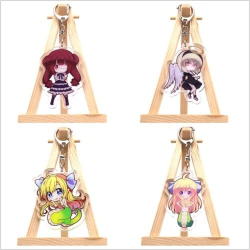 Anime Jashin-chan Doroppukikku Dropkick on My Devil Keychain Figure Hanazono Yurine Acrylic Bag Pendant Keyring for Gift