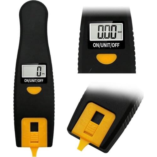 LCD Display Plastic Car Tyre Thread Meter Digital Tool Manometer Barometers Motorcycle Mini Black 2 In 1 Tire Pressure Gauge