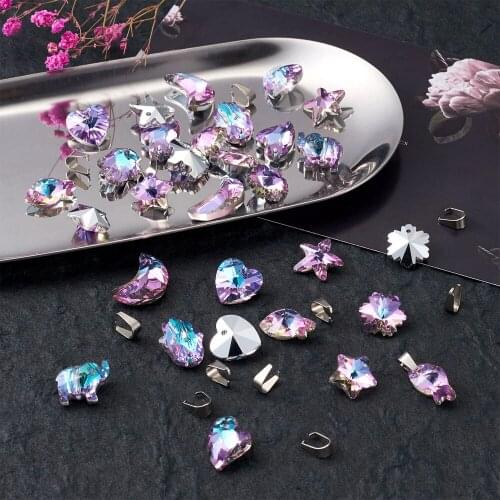 36pcs Crystal AB Charms Crystal Heart Beads Pendant Rhinestones for Earring Necklace for Making DIY Jewelry Making Gift