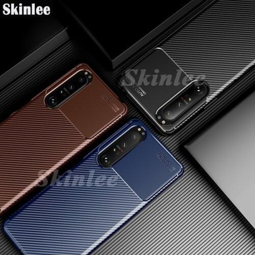 Skinlee Case For Xperia 1 III Soft Silicone Cover Shockproof Carbon Fiber For Sony Xperia1 III Phone Case