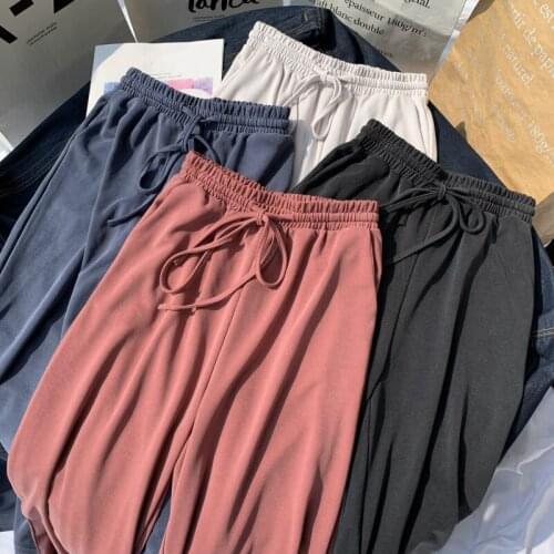 Black Wide Leg Flare Pants Women Female Korean Spring New Loose High Waist Casual Track Pants Girls Elastic Stretch Trousers