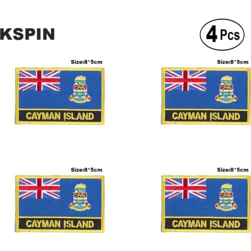 Cayman Islands Rectangular Shape Flag Iron on Saw on Patches Embroidered Flag Patches National Flag Patches for Clothing