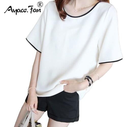 Loose Casual T-Shirts Summer New O-Neck Short Sleeve Solid Women T-Shirt for Girls Student Black White Lady Tops Tees Plus Size