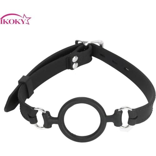 IKOKY Bondage Strap Mouth Gag Sex Toys Products Harness Oral Fixation Ball For Married Couples Silicone Muzzle Ring
