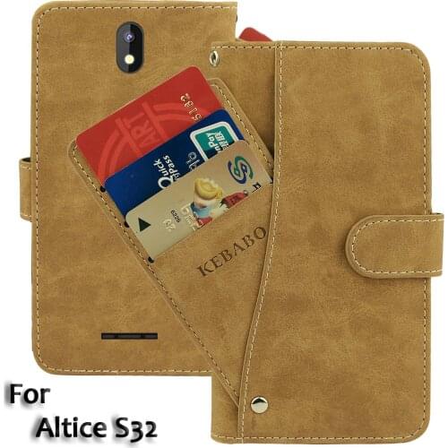 Leather Wallet Altice S32 Case 4.95" Flip Retro Luxury Front Card Slots Cases Cover Business Magnetic Phone Bags