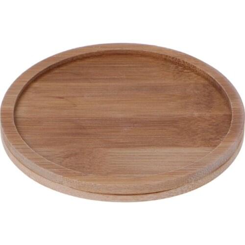 Round Bamboo Wood Saucer Plant Tray Mini Plant Flower Pot Stand Favor Succulent Pot Tray Simple Elegant Home Balcony Decor