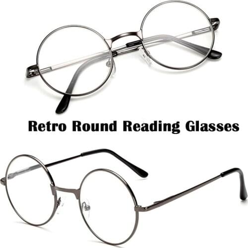 Retro Round Reading Glasses Women&Men Fashion UltraLight Clear Metal Full Rim Presbyopic Glasses Gold Black Diopter 1.0 To 4.0