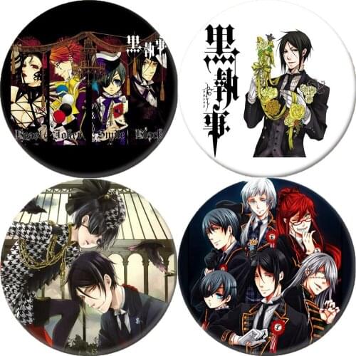 Hot Anime Black Butler Brooch Pins Breastpin Badge Kuroshitsuji Cartoon Jewelry Women Handbag Student Schoolbag Accessories