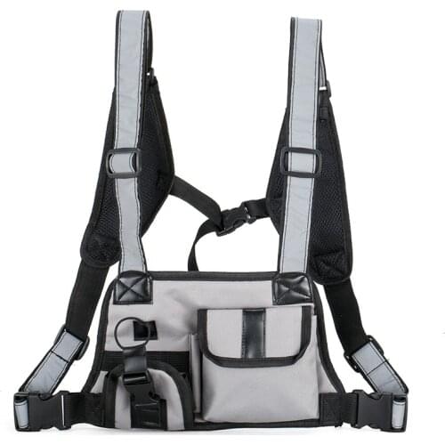 Fashion Chest Pack Two Colors Multi-pocket Tactical Vest Unisex Cool Functional Shoulder Anti Theft Waist Backpack