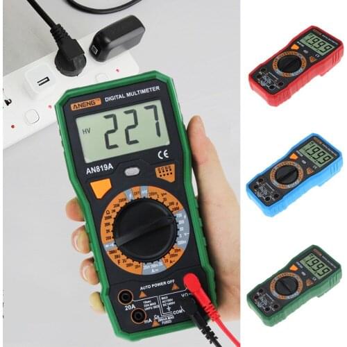 AN819A Digital Multimeter 999 Counts Backlight LCD AC/DC Voltage Current Tester Meter Portable Ammeter with Crocodile Clips Tool