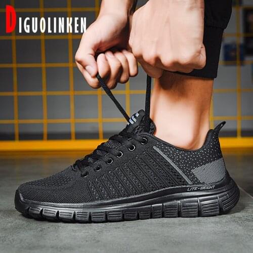 2020 Men Shoes Sneakers Mesh Lightweight Casual Shoes Mens Lace-up Autumn Breathable Male Walking Footwear Black Fashion
