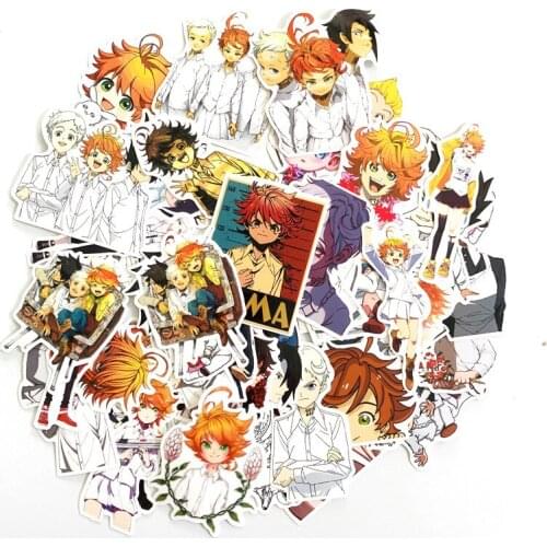 48pcs/set Anime The Promise Neverland Stickers Emma Ray Norman Don Gilda Phil Isabella Sticker For car laptop Luggage