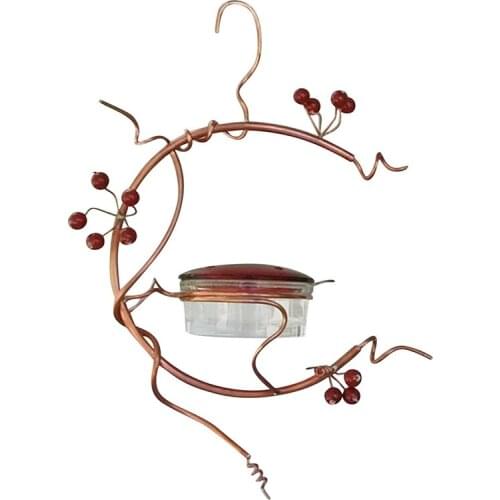 Outdoor Courtyard Metal Hanging Style Hummingbird Bird Feeder Red Berries Non-automatic Bird Feeding Supplies