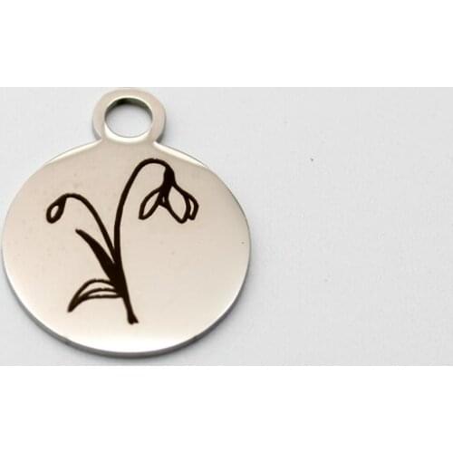 20pcs Stainless Steel Birth Flower Charm January Snow Drop Stainless Steel Pendant Birthday Gifts Charm DIY Handmade Accessories