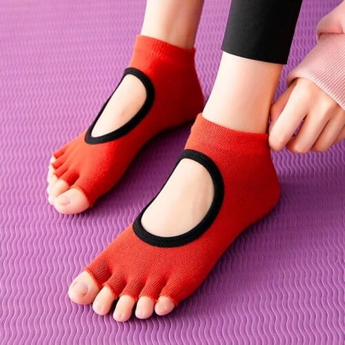 Professional Five Toe Yoga Socks Open Toe Breathable Anti-Slip Pilates Sock Women Fitness Toeless Half Toe Sock for Ballet Dance
