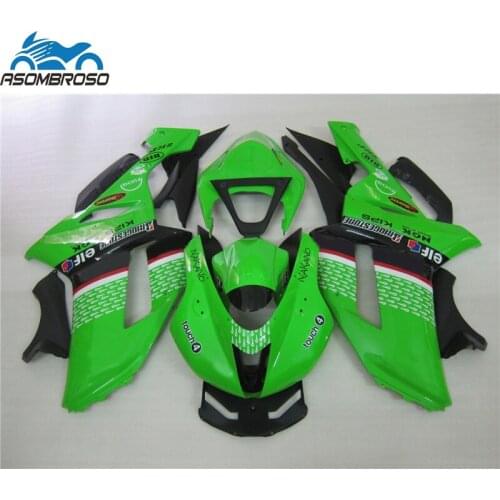 Lowest Price Motorcycle bodyparts for Kawasaki Ninja ZX6R fairing kit 2007 2008 green black racing fairing set zx6r 07 08 GF36