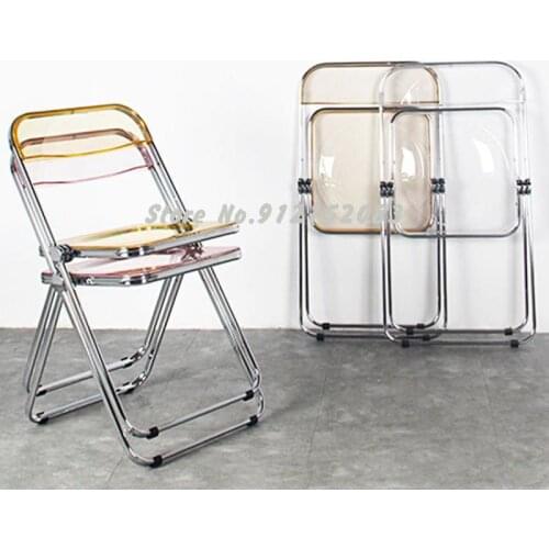 Ins makeup chair modern simple transparent chair folding net red chair home dining chair acrylic crystal chair